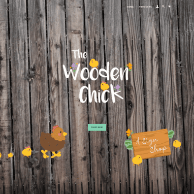 A screenshot of The Wooden Chick's landing page.