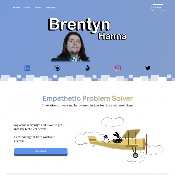 Screenshot of Brentyn Hanna's portfolio.